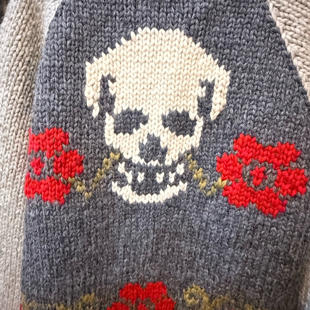 Howler Brothers - Skull + Begonias, Grateful Dead inspired Cardigan - Large/XL - Picture 13 of 14